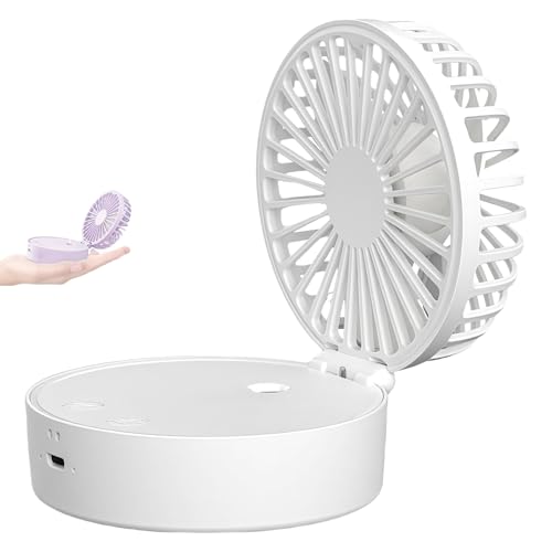 Yagerod Mini Ventilator Zum Umhängen, Mini-Ventilator Zum Umhängen Oder Aufstellen, Zum Umhängen Oder Aufstellen, Für Zu Hause Und Unterwegs, Mit Wasserdampf Und Leuchtfunktion(Weiß) von Yagerod