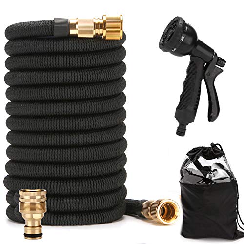 Flexibler Gartenschläuch Wasserschlauch 75FT - 3X Dehnbarer FlexiSchlauch mit 8-Funktions-Düse Brause Adapter mit 1/2 Zoll Armaturen für Garten Bewässerung Autowäsche Waschen Hof Schwarz von Yagosodee