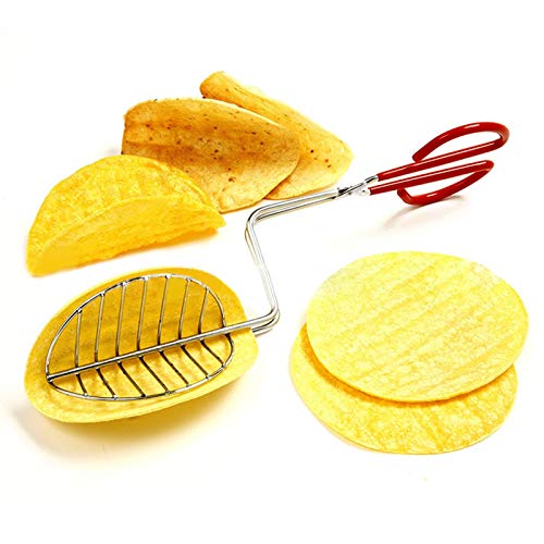 Tacos Maker Edelstahl Taco Zange, Taco Shells Maker Kartoffelchips Maker mit Griff Verbrühungsschutz, für hausgemachte Tortilla und Kartoffelchips Selber Machen von Yagosodee