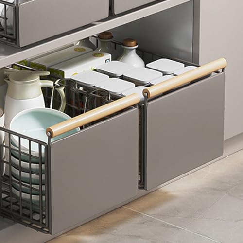 Teleskopschublade Ausziehbarer Schrank Organizer,Faltbar KüChe Vorratsregale,Verstellbare Breite (39.5-56.5 Cmx 23.5 Cmx 19.5cm) Ausziehbare Schublade FüR KüChenschräNk GewichtskapazitäT 25 Kg von Yagosodee