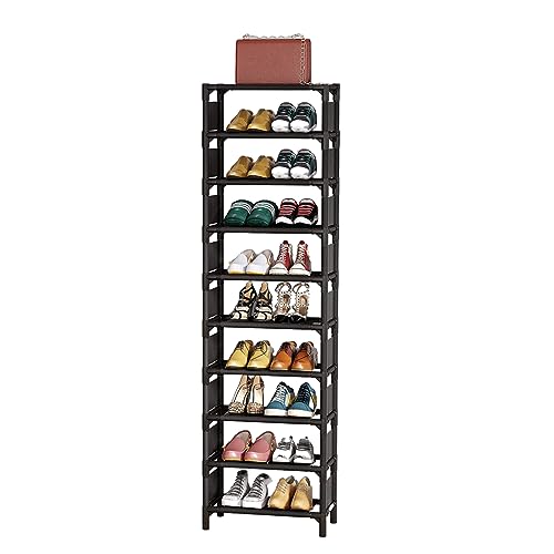 Yagosodee 10 Tier Tall Shoe Rack Metal Frame Non-Woven Fabric Shoe Tower Storage Organizer for Closet Entryway Hallway von Yagosodee