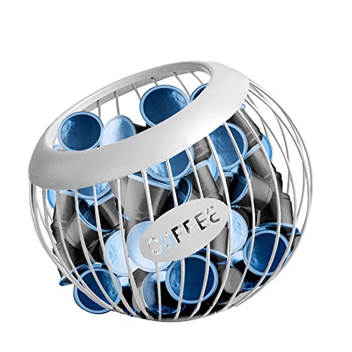 Yagosodee Kaffeekapselkorb, Kaffeekapsel-Organizer, Kaffeepad Korb Kaffee Pod Halter, Metall Kaffeekapsel-Aufbewahrungskorb, Große Kapazität Kaffeekapselhalter ür Theke und Kaffeebar, Weiß von Yagosodee