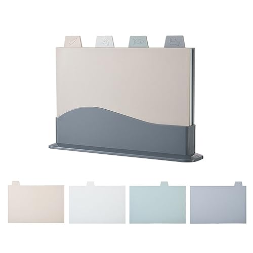 Yagosodee Schneidebrett aus Kunststoff mit Aufbewahrungsständer, farbcodierte Schneidebretter, 4 Stück von Yagosodee