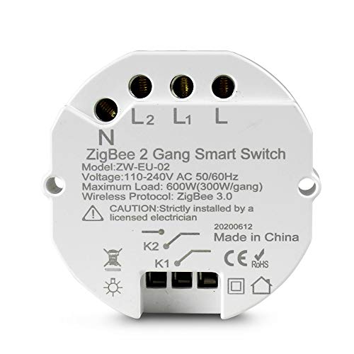 Yagusmart Zigbee/WiFi Smart Lichtschalter DIY Breaker Modul, 2 Way, Smart Life/Tuya APP Fernbedienung, Arbeiten mit Alexa Google Home (2 gang, zigbee) von Yagusmart