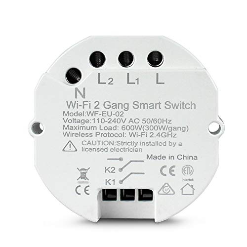 Yagusmart Zigbee/WiFi Smart Lichtschalter DIY Breaker Modul, 2 Way, Smart Life/Tuya APP Fernbedienung, Work with Alexa Google Home (2 gang, wifi) von Yagusmart