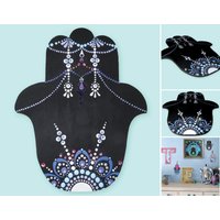 Kristall Jeweled Punktierte Mandala Hamsa - Hand Der Fatima, Stein, Jejuda, Evil Eye Schutz, Schmuck, Glänzend von YahalomCrts