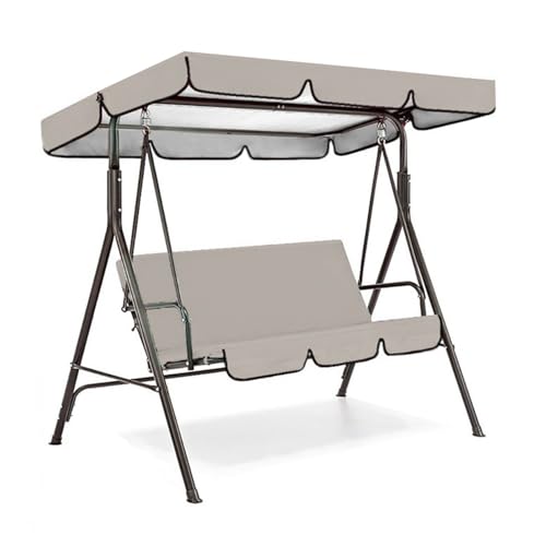 Hollywoodschaukel Dachbezug Sitzbezug für Gartenstuhl: Dauerhaft Hollywoodschaukeln Ersatzdach Reißfest 210D Oxford Gewebe Anti UV Staubdicht (grau, Oberer Bezug:249*185*18cm/ Sitzbezug:150*50*10cm) von Yahbrra