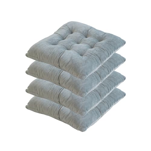 Yahbrra 4er Set Stuhlkissen 40 x 40 cm Sitzkissen mit Bändern Einfarbige Auflagen für Stühle Kristall Samt Sitzkissen und weicher Polyester Füllung (Color : Gray, Size : 4 Pack (40 * 40 * 7cm)) von Yahbrra