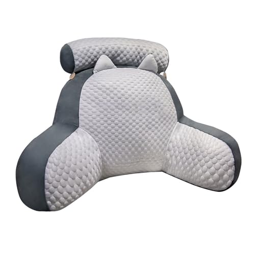 Yahbrra Ice Silk Reading Pillow, Rückenkissen mit Abnehmbarer Nackenstütze, Lesekissen für Bett Sofa Bettsessel Rückenlehnenkissen (Color : Gray, Size : Large: 50 * 70cm) von Yahbrra