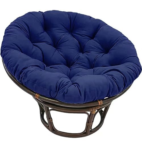 Yahbrra Papasan Papasansessel Rattansessel Auflage Sesselkissen Gartenkissen Sitzkissen Garten Kissen Gesteppt mit Schlaufen Rund Sesselkissen Schaukelkissen (Color : Dark Blue, Size : 90 * 90cm) von Yahbrra