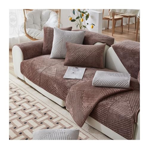 Yahbrra Samt Sofabezug 1 2 3 4 Sitzer, L Form Sofaüberwurfe, Ecksofa Sofa überzug Pets Dog Couch überzug Anti-rutsch Sofaschutz, Waschbar Couchbezug(Coffee,70 * 180cm) von Yahbrra