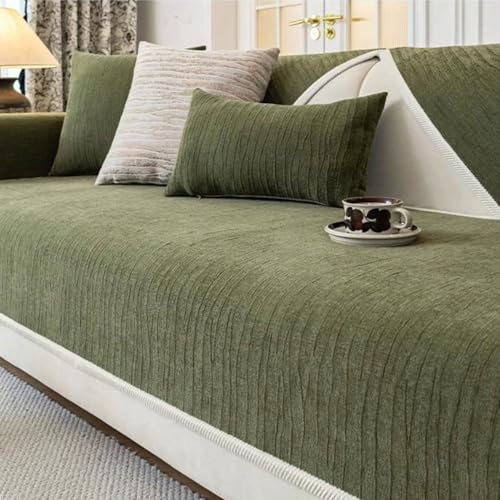 Yahbrra Sofabezug Weiche Chenille Sofa Überzug: für 1 2 3 4 Sitzer L Form Sofaüberwurf Ecksofa Couch Überzug Neue Universelle Anti Rutsch Hund Katze Sofa Cover (Dunkelgrün, 90 * 160cm) von Yahbrra
