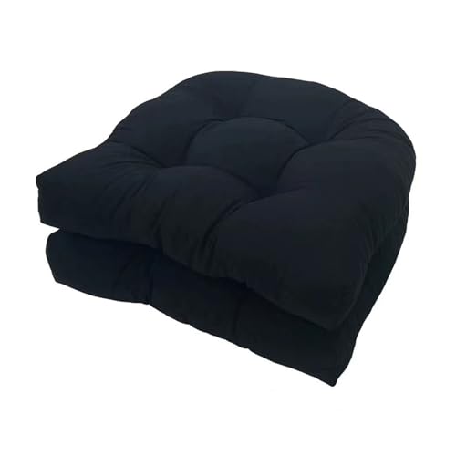 Yahbrra Stuhlkissen für Den Außenbereich, 2Er Set U Förmiges Sitzkissen für Gartenstühle Gepolsterte Sitzpolster, Matten für Innen und Außenmöbel (Color : Schwarz, Size : 2 Pack (48 * 48cm)) von Yahbrra