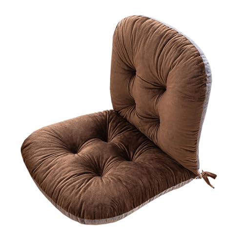 Yahbrra Stuhlkissen mit Rückenteil Sitz, Rückenkissen mit Bänder, Niedriglehner Auflage Polsterauflage Gartenstuhl, Polsterauflage Auflage für Stühle Bänke in Haus und Garten(Brown,1 Pack) von Yahbrra