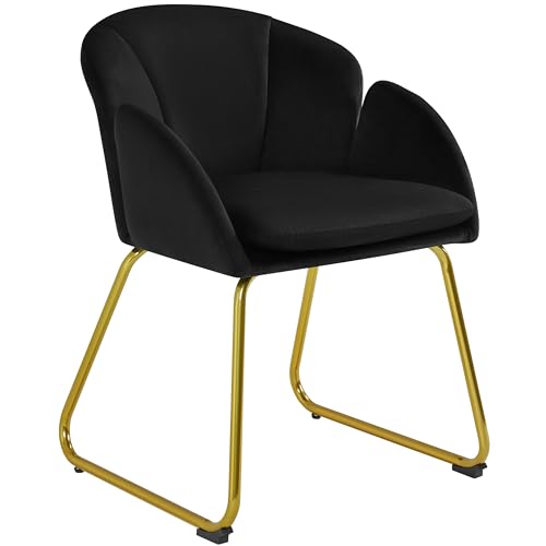 Yaheetech Esszimmerstuhl modern, Küchenstuhl in Blumenform, Sessel Polsterstuhl mit Metallbeinen Gold, für Wohnzimmer/Esszimmer Schwarz von Yaheetech