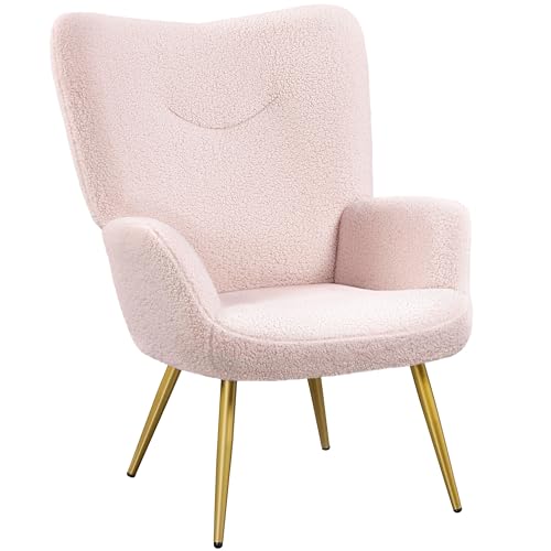 Yaheetech 1 x Moderner Sessel Ohrensessel aus Bouclé-Gewebe Armsessel Lehnsessel Polsterstuhl bis 136 kg Belastbar Rosa Yaheetech 1 x Moderner Sessel Ohrensessel aus Bouclé-Gewebe Armsessel Lehnsessel Polsterstuhl bis 136 kg Belastbar Rosa von Yaheetech