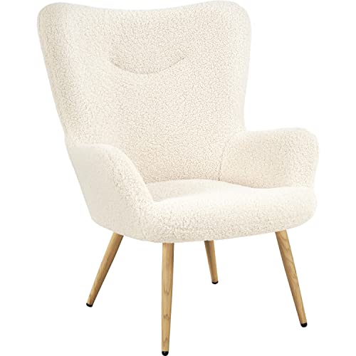 Yaheetech Ohrensessel eleganter Armsessel Polsterstuhl mit klappbare Rückenlehne Lehnsessel bis 136 kg belastbar Sessel fürs Wohnzimmer/Schlafzimmer von Yaheetech