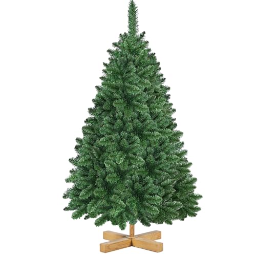 Yaheetech 122 cm Künstlicher Weihnachtsbaum, Schwer Entflammbar PVC Christbaum mit 251 Spitzen Kunstbaum inkl. Metallständer mit Holzmaserung Fichte, Grün von Yaheetech