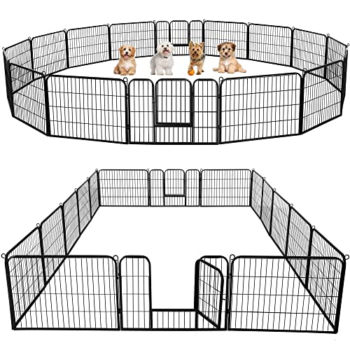Yaheetech 16 eckig Welpenauslauf Hundelaufstall Zaun Gitter Welpen Hasen Kaninchen Freigehege mit 2 Tür 60 cm Hoch für draußen und Innen von Yaheetech
