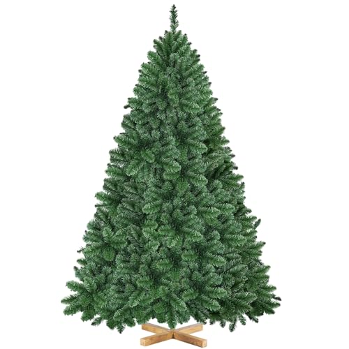 Yaheetech 183 cm Künstlicher Weihnachtsbaum mit 903 Spitzen, Schwer Entflammbar PVC Christbaum Kunstbaum inkl. Metallständer mit Holzmaserung Fichte, Grün von Yaheetech