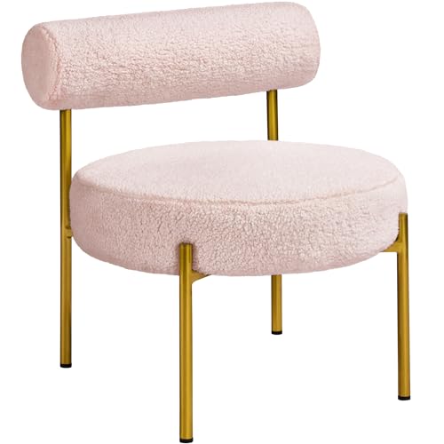 Yaheetech Loungesessel Ruhesessel aus Boucle-Geweb Esszimmerstuhl mit Rückenlehne Stilvoller Wohnzimmersessel Relaxsessel Rosa von Yaheetech