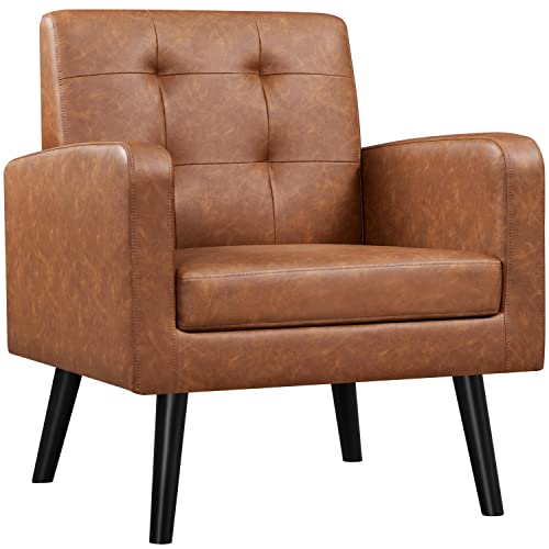 Yaheetech Ohrensessel Sessel mit Armlehnen, Bequem und Modern, Fernsehsessel Relaxsessel Wohnzimmer Clubsessel Sofa 136 KG belastbar Retro-braun von Yaheetech