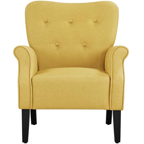 Yaheetech 1x Relaxsessel Loungesessel Cocktailsessel mit Holzbeinen Polstersessel Fernsehsessel Lehnstuhl, gelb von Yaheetech