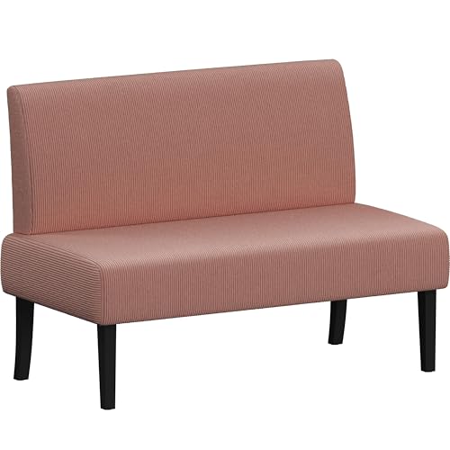 Yaheetech Küchensofa 2-sitzer Sitzbank Polstersofa aus Cordstoff Doppelsofa ohne Armlehnen Stoffsofa Loungesofa fürs Wohnzimmer/Eingangsbereich/Büro, Rosa von Yaheetech
