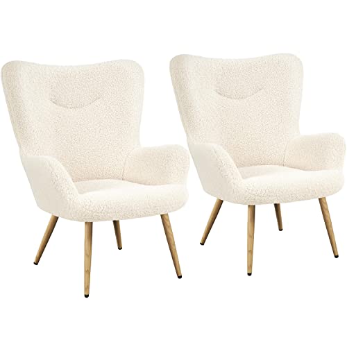 Yaheetech Ohrensessel 2er Set eleganter Armsessel Polsterstuhl mit klappbare Rückenlehne Lehnsessel bis 136 kg belastbar Sessel fürs Wohnzimmer/Schlafzimmer von Yaheetech