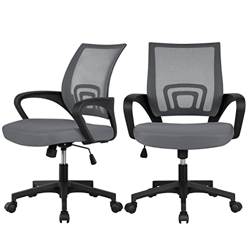 Yaheetech 2X Bürostuhl Schreibtischstuhl, ergonomischer Drehstuhl mit Netzrücken, Office Chair Höhenverstellung und Wippenfunktion, Bürosessel Netzstoff Mesh von Yaheetech