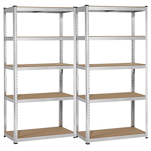 Yaheetech 2X Lagerregal 180 x 90 x 40 cm Schwerlastregal Steckregal 875kg Metallregal 5 MDF-Platten Kellerregal Werkstattregal von Yaheetech