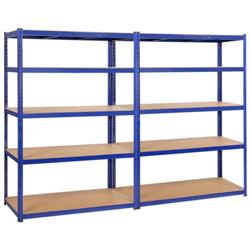 Yaheetech 2X Lagerregal mit Verstellbaren Regalböden Schwerlastregal 180 x 240 x 60 cm Je Ablage bis 175 kg Belastbar Blau von Yaheetech