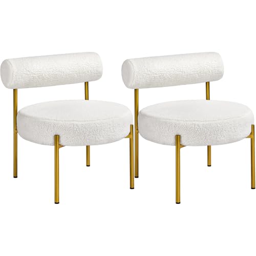 Yaheetech Loungesessel 2er Set Ruhesessel aus Boucle-Geweb Esszimmerstuhl mit Rückenlehne Stilvoller Wohnzimmersessel Relaxsessel von Yaheetech