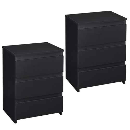 Yaheetech 2X Nachttschrank Nachttisch Nachtkommode mit 3 Schubladen Holz Nachtkonsole Beistelltisch Schubladenkommode für Boxspringbetten, Schwarz Yaheetech 2X Nachttschrank Nachttisch Nachtkommode mit 3 Schubladen Holz Nachtkonsole Beistelltisch Schubladenkommode für Boxspringbetten, Schwarz von Yaheetech