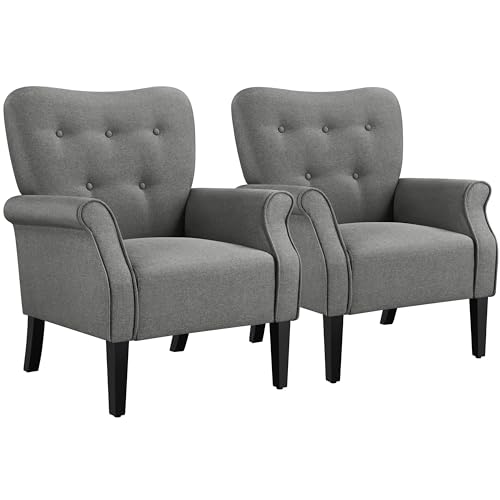 Yaheetech 2X Relaxsessel Loungesessel Cocktailsessel mit Holzbeinen Polstersessel Fernsehsessel Lehnstuhl, grau von Yaheetech
