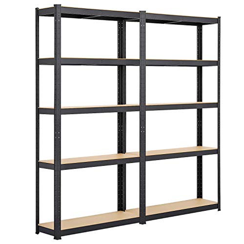 Yaheetech 2X Schwerlastregal 180x90x30cm Metallregal mit höhenverstellbaren Ablagen Werkzeugregal bis 875 kg belastbar Garagenregal 5 MDF Platten von Yaheetech