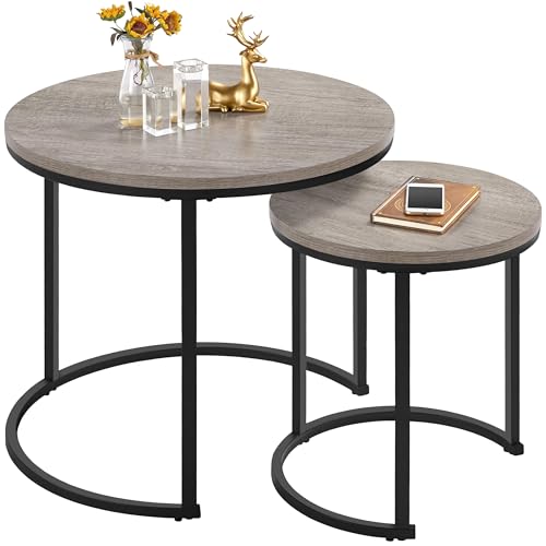 Yaheetech 2er Set Couchtisch Beistelltisch Runder Satztisch Metallgestell Kaffeetisch Wohnzimmertisch Modernes Design Sofatisch Kleiner Tisch, Grau Yaheetech 2er Set Couchtisch Beistelltisch Runder Satztisch Metallgestell Kaffeetisch Wohnzimmertisch Modernes Design Sofatisch Kleiner Tisch, Grau von Yaheetech