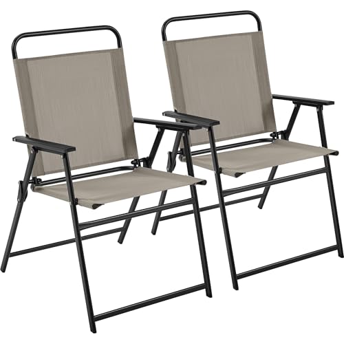Yaheetech 2er-Set Klappstuhl Gartenstuhl Klappsessel mit Hoher Rückenlehne & Armlehnen Terrassenstühle Essstühle bis 100 kg Belastbar Braun von Yaheetech