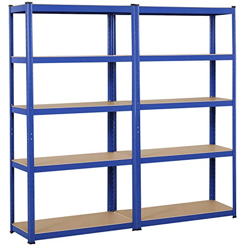Yaheetech 2er Set Lagerregal 180 x 90 x 40 cm, Schwerlastregal Kellerregal bis 875 kg belastbar, Steckregal Werkstattregal Schwerlastregal Metallregal Garagenregal von Yaheetech