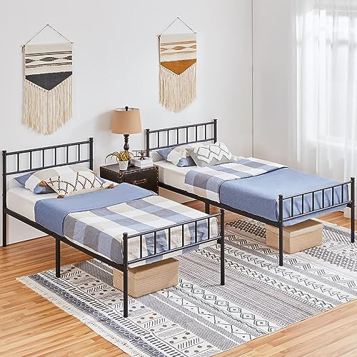 Yaheetech 2er-Set Metallbett 90 x 200 cm Bettgestell mit Lattenrost Einzelbett Singlebett Gästebett Bettrahmen Metallrahmenbett Schwarz Yaheetech 2er-Set Metallbett 90 x 200 cm Bettgestell mit Lattenrost Einzelbett Singlebett Gästebett Bettrahmen Metallrahmenbett Schwarz von Yaheetech