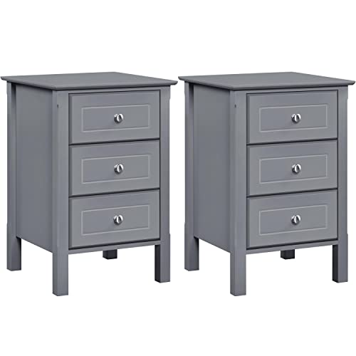 Yaheetech 2er Set Nachttisch Moderner Nachtschrank Nachtkommode Couchtisch mit 3 Schubladen Nachtkonsole Sofatisch für Boxspringbett, 40 x 40 x 60 cm von Yaheetech