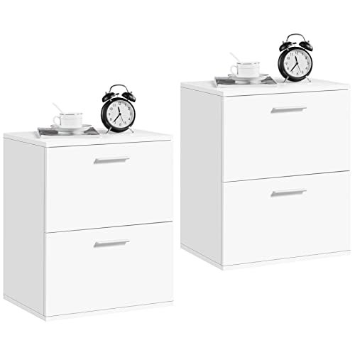 Yaheetech 2er Set Nachttisch Nachtschrank Nachtkommode mit 2 Schubladen Beistelltisch Metallgriff Sofatisch für boxspringbett, Weiß Yaheetech 2er Set Nachttisch Nachtschrank Nachtkommode mit 2 Schubladen Beistelltisch Metallgriff Sofatisch für boxspringbett, Weiß von Yaheetech