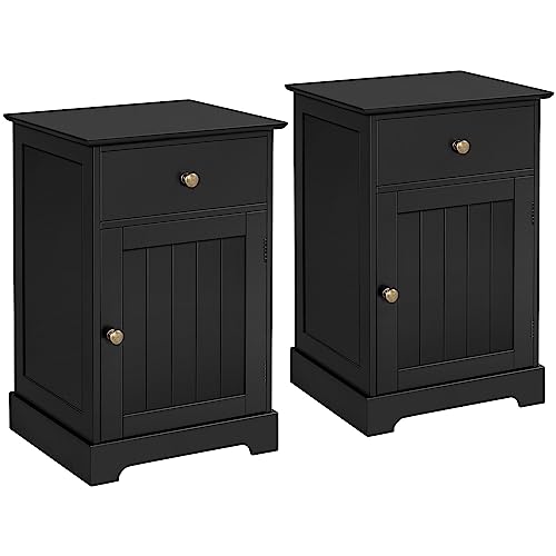 Yaheetech 2er Set Nachttisch Nachtschrank Nachtkommode mit Schublade und verstellbarem Einlegeboden Boxspringbett Beistelltisch Sofatisch für Schlafzimmer/Wohnzimmer, Schwarz von Yaheetech