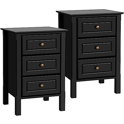 Yaheetech 2er Set Nachttisch Nachtschrank mit 3 Schubladen Boxspringbett Nachtkommode Beistelltisch Stabiler Sofatisch Konsole Schrank für Schlafzimmer/Wohnzimmer, Schwarz Yaheetech 2er Set Nachttisch Nachtschrank mit 3 Schubladen Boxspringbett Nachtkommode Beistelltisch Stabiler Sofatisch Konsole Schrank für Schlafzimmer/Wohnzimmer, Schwarz von Yaheetech