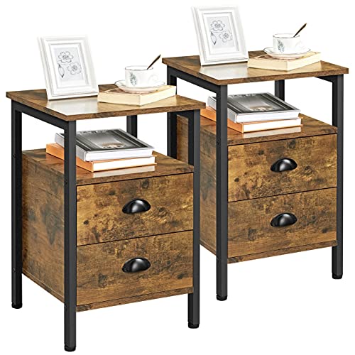 Yaheetech 2er Set Nachttisch Nachtschrank mit Schubladen und 1 offenem Ablagefach Metallgestell Nachtkommode Beistelltisch für Wohnzimmer und Schlafzimmer, Rustikal Braun Yaheetech 2er Set Nachttisch Nachtschrank mit Schubladen und 1 offenem Ablagefach Metallgestell Nachtkommode Beistelltisch für Wohnzimmer und Schlafzimmer, Rustikal Braun von Yaheetech