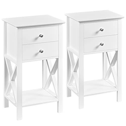 Yaheetech 2er Set Nachttische mit 2 Schubladen und 1 Ablagefach Nachtschrank Couchtisch Sofatisch aus MDF für Wohnzimmer und Schlafzimmer Stabil Weiß Yaheetech 2er Set Nachttische mit 2 Schubladen und 1 Ablagefach Nachtschrank Couchtisch Sofatisch aus MDF für Wohnzimmer und Schlafzimmer Stabil Weiß von Yaheetech