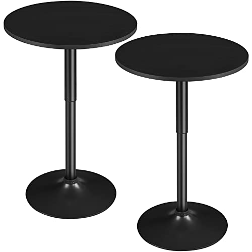Yaheetech 2er Set Bartisch Stehtisch, Runder Bistrotisch 360° Drehbar, Höhenverstellbar 69,5–91 cm, Ø 60cm Partytisch aus Metall für Zuhause/Klub/Pub, Full Schwarz von Yaheetech