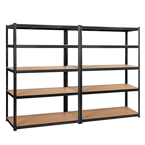 Yaheetech 2x Schwerlastregal 180x120x60 cm Regalsystem verstellbare Ablagen Steckregal 875kg Regal 5 MDF-Platten Lagerregal Kellerregal Garagenregal von Yaheetech