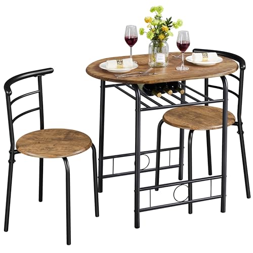 Yaheetech 3-teilig Balkonmöbel, Gartenmöbel, Balkonset aus Holz, Gartenset mit 1 Tisch und 2 Stühlen, Balkontisch, 80 x 53 x 73,5 cm Braun von Yaheetech