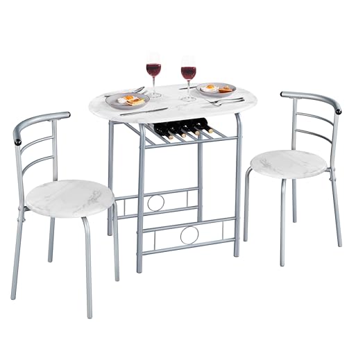 Yaheetech 3-teilig Balkonmöbel, Gartenmöbel, Balkonset aus Holz, Gartenset mit 1 Tisch und 2 Stühlen, Balkontisch, 80 x 53 x 73,5 cm Weiß von Yaheetech